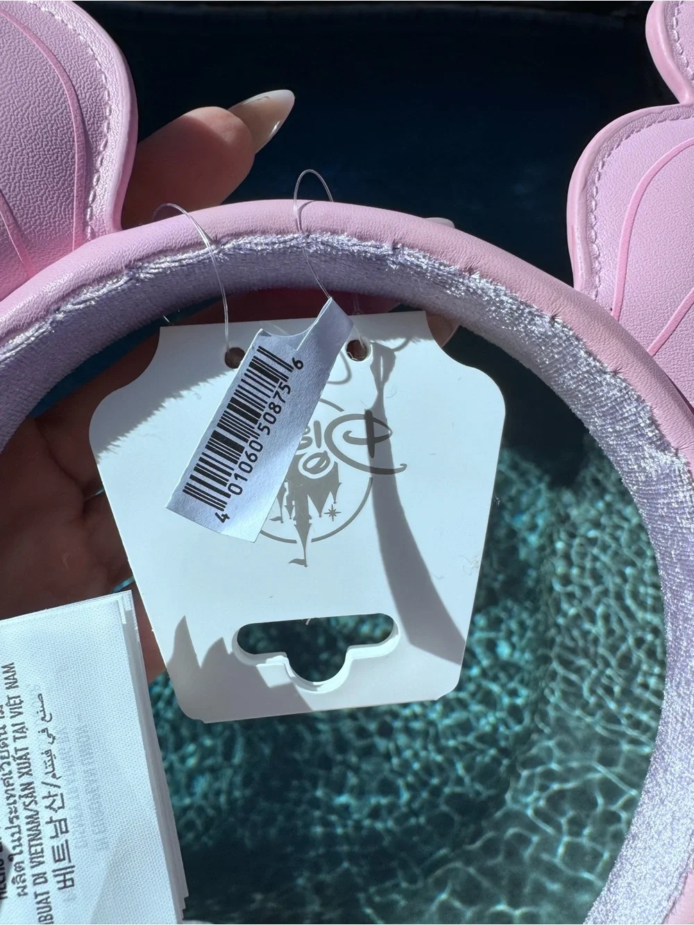 Disney Pink Minnie Ear Headband with Peach & Lavender Bows